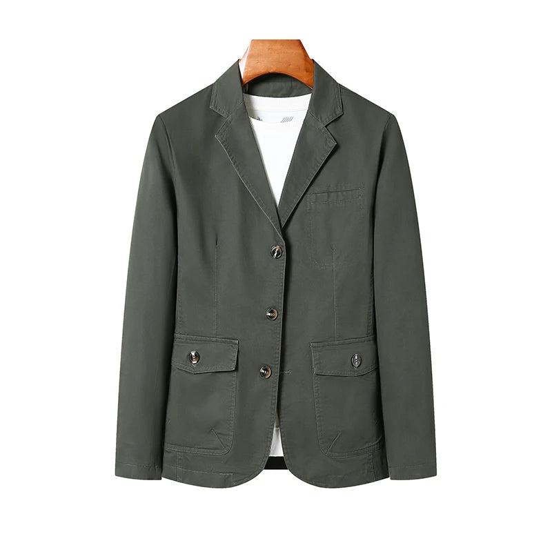 Men's Premium Suit Jacket Spring Autumn Casual Workwear Pure Cotton Jacket Men's Korean Version Slim Fit Loose Plus Size Suit voguable