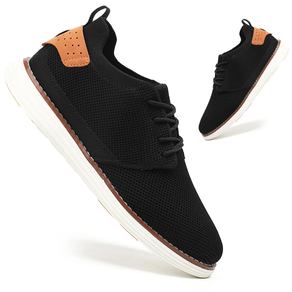 Voguable  Plus Size Men's Trendy Solid Woven Knit Breathable Sneakers, Comfy Non Slip Shoes For Men Outdoor Activities voguable