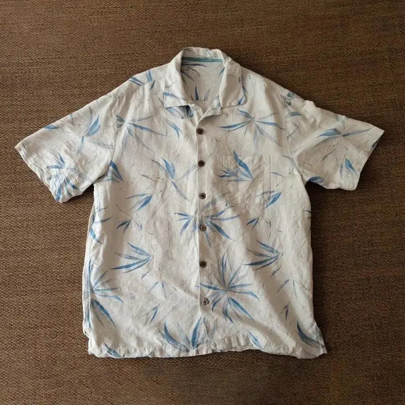 Voguable  New Short Sleeved Casual Lapel Shirt for Men's Summer New Versatile Retro Breathable Top voguable