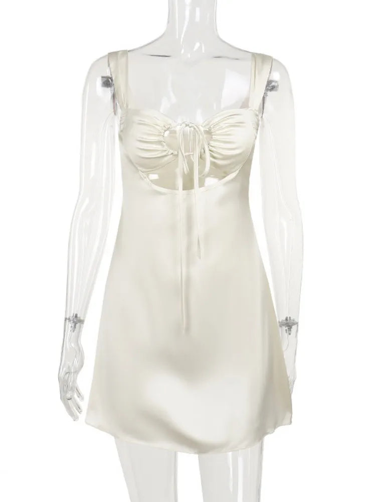 TARUXY Bandage Sexy Sheath Dress For Women 2024 Summer Hollow Out Lace Up Sundress Femme Beach Sexy Slim Elegant Dresses Woman voguable