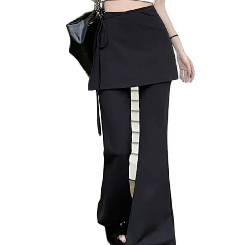 Voguable Black High Waist Slim Mopping Pants Women Minimalist Chic New 2024 Summer Office Lady Streetwear Casual Flare Trousers voguable