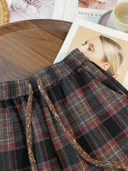 Retro Streetwear Plaid Pants Women Lace Up Loose Hip Hop Straight Trousers High Waist Casual Vintage Harajuku Bf Wide Leg Pant voguable