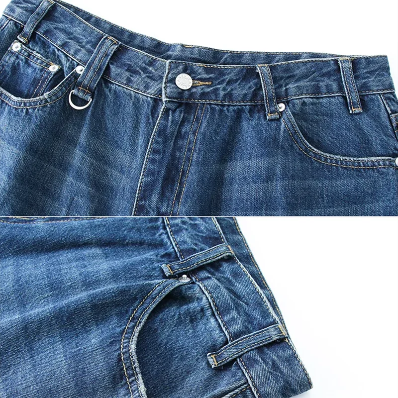 Men's Jeans American Style Vintage Loose Fit Wide Leg Straight Leg Denim Shorts Fashion Design Summer Y2k Gothic Washed Shorts voguable