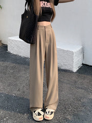 Voguable Simple Women Suit Pants Casual Elastic High Waist Summer Korean Office Ladies Trousers Fashion Solid Female Pants voguable
