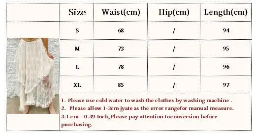 2025 New Irregular Lace Long Skirt Elastic Waist Loose Women Skirt Ruffle Bohemian Vacation Summer Skirts Cowbaoy Female Cloth voguable