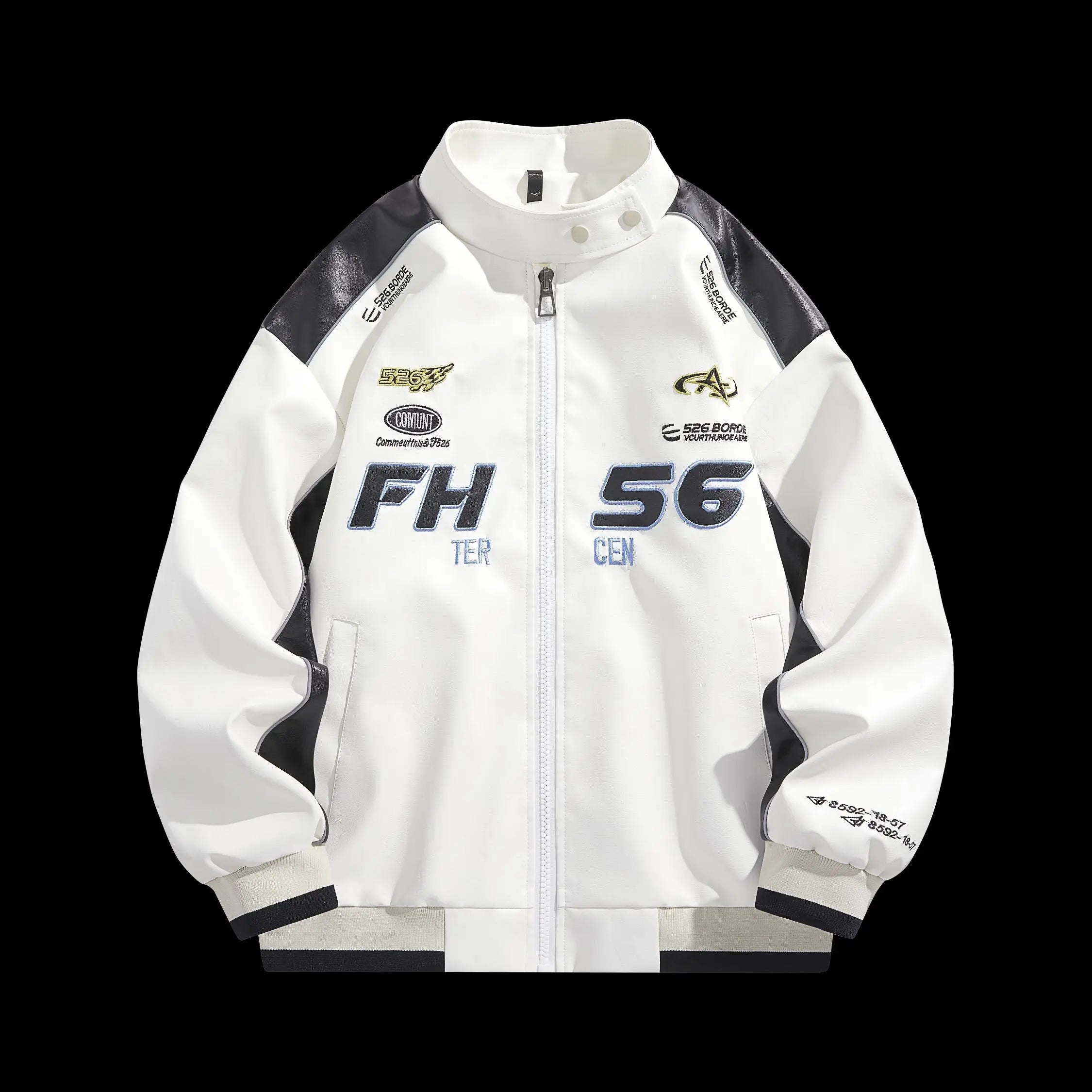 Hip Hop Racing Jacket Handsome Embroidered Stand Collar Hip-hop Letter Splicing Boys' Jacket Motorcycle Leather Baseball Uniform voguable