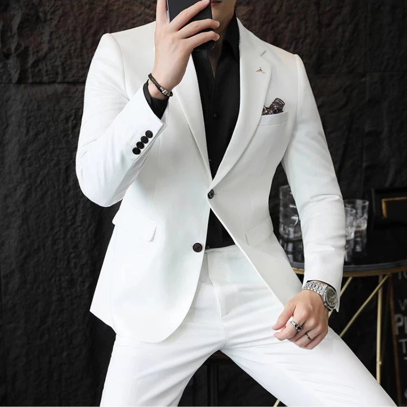 Voguable  (Jacket+Pant) Men Slim Fit Business Suits 2-Piece High Quality Italian Style Wedding Social Party Tuxedo Men Clothing 7XL-S voguable