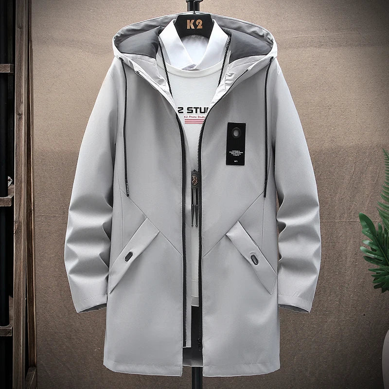 Mens Casual Long Jackets And Coats Hooded Streetwear Hip Hop Windbreaker Outwear gotmes-shop