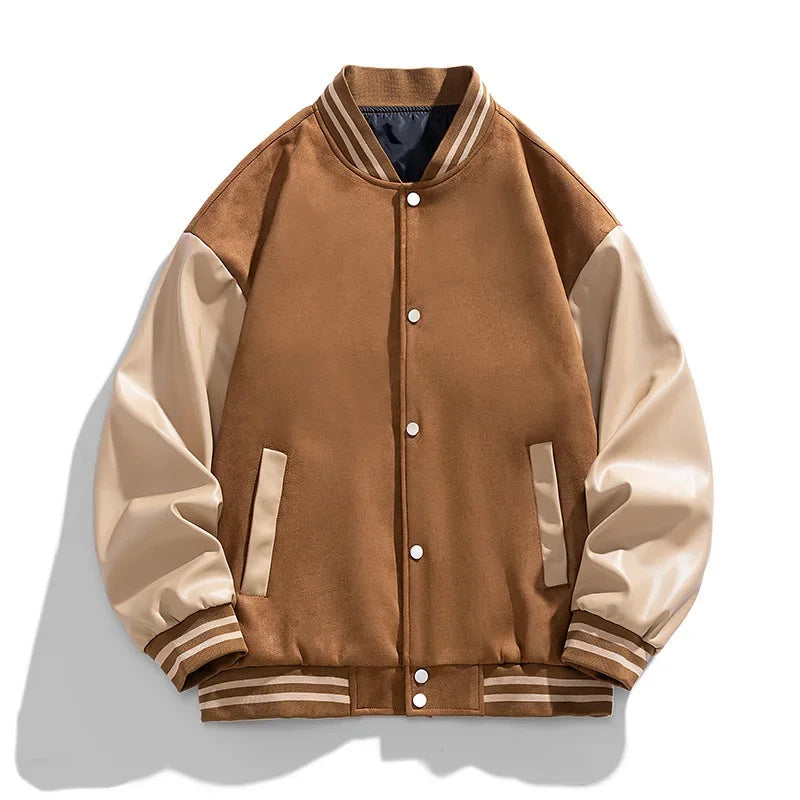 Bomber Wool Coat Premium Varsity Leather Wool Jacket High Street Jacket Men's Varsity Baseball College Leather Sleeves voguable