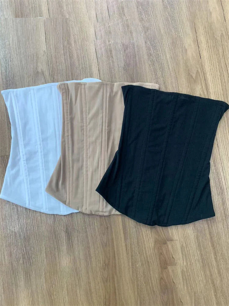 Mesh Backless Summer Vest Female Elegant Luxury Patchwork Strapless Solid Slim Streetwear Inner Sexy Y2k Tank Top Women's voguable