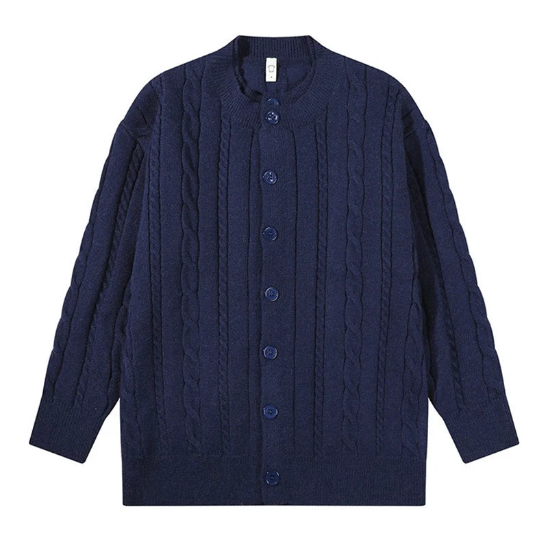 Korean Fashion Men Cardigan Light Luxury Knitted O Neck Long Sleeve Sweater Coat Autumn  Premium Quality Jacquard Knitwear M-3XL voguable