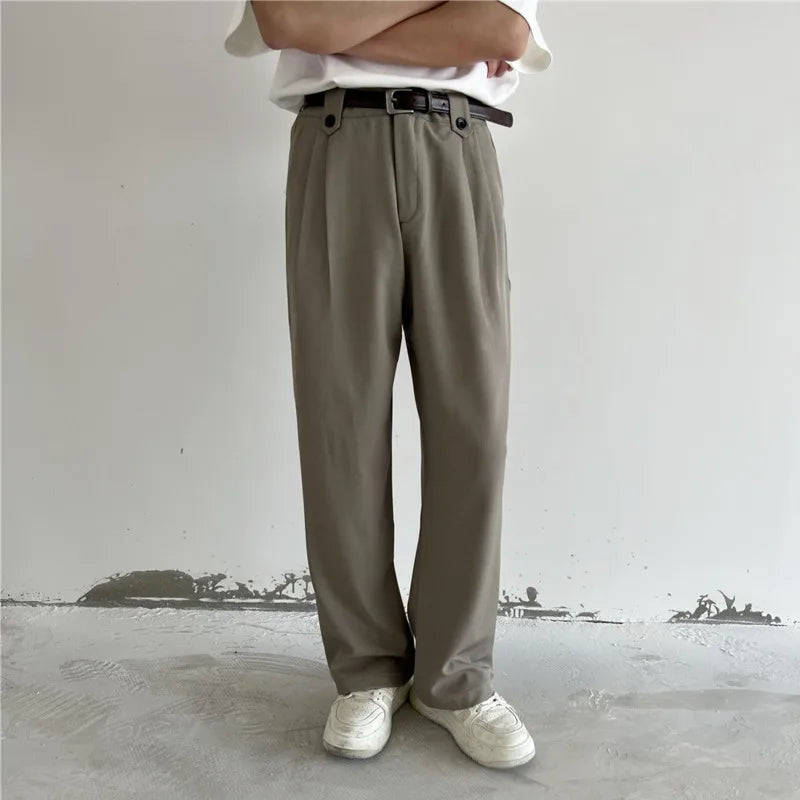 Voguable Black Khaki Suit Pants Men Slim fit Fashion Social Men Dress Pants Korean Straight Wide Leg Pants Men Office Formal Trousers voguable