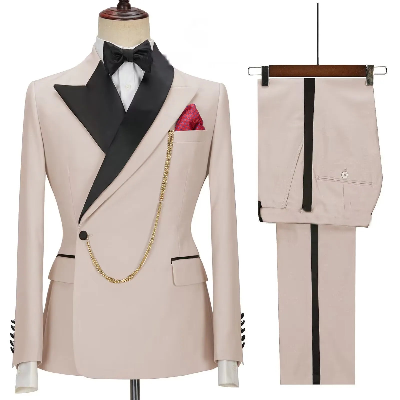New Solid Men's Suits Peak Lapel Slim Fit Casual Suits Wedding Business Dress Set Groom Tuxedos Terno Masculino (Blazer+Pants) voguable