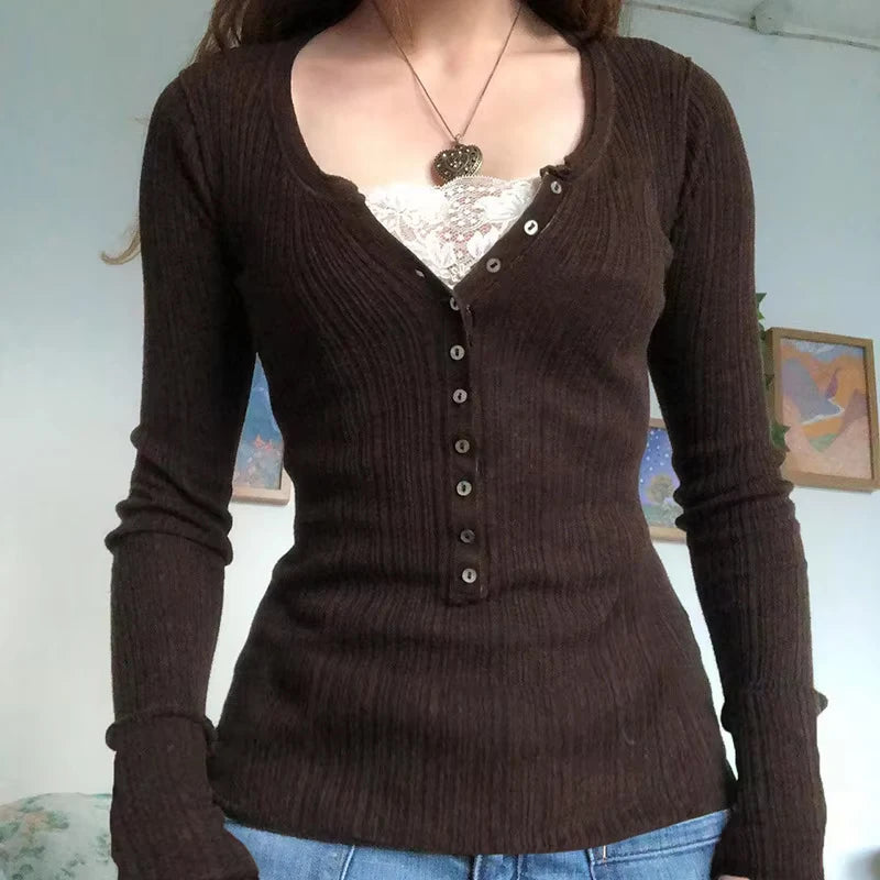 Vintage Babydoll Tops Pullovers Lady Aesthetic Coquette Knit Sweaters Outfit Autumn Square Neck Long Sleeve Knitwear Jumpers Y2k voguable