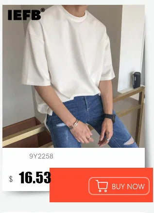 Korean Style Men's T-shirts Short Sleeve Casual Lace-up Design Solid Color Tees Hollow Out Loose Male Tops Summer 9W3719 voguable