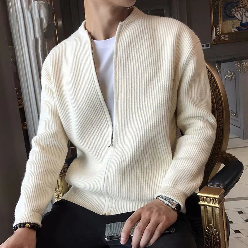 2023 Men Spring Autumn Warm Cardigan Men Zipper Sweaters Jackets Mens Slim Fit Knitted Sweatercoat Thick Cardigan Sweater Coat voguable