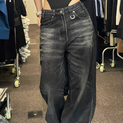 Voguable  Female 2024 Summer Wide Leg Pants High Waisted Loose Jeans Woman Vintage Street Fashion Harajuku Y2K Pant Trousers voguable
