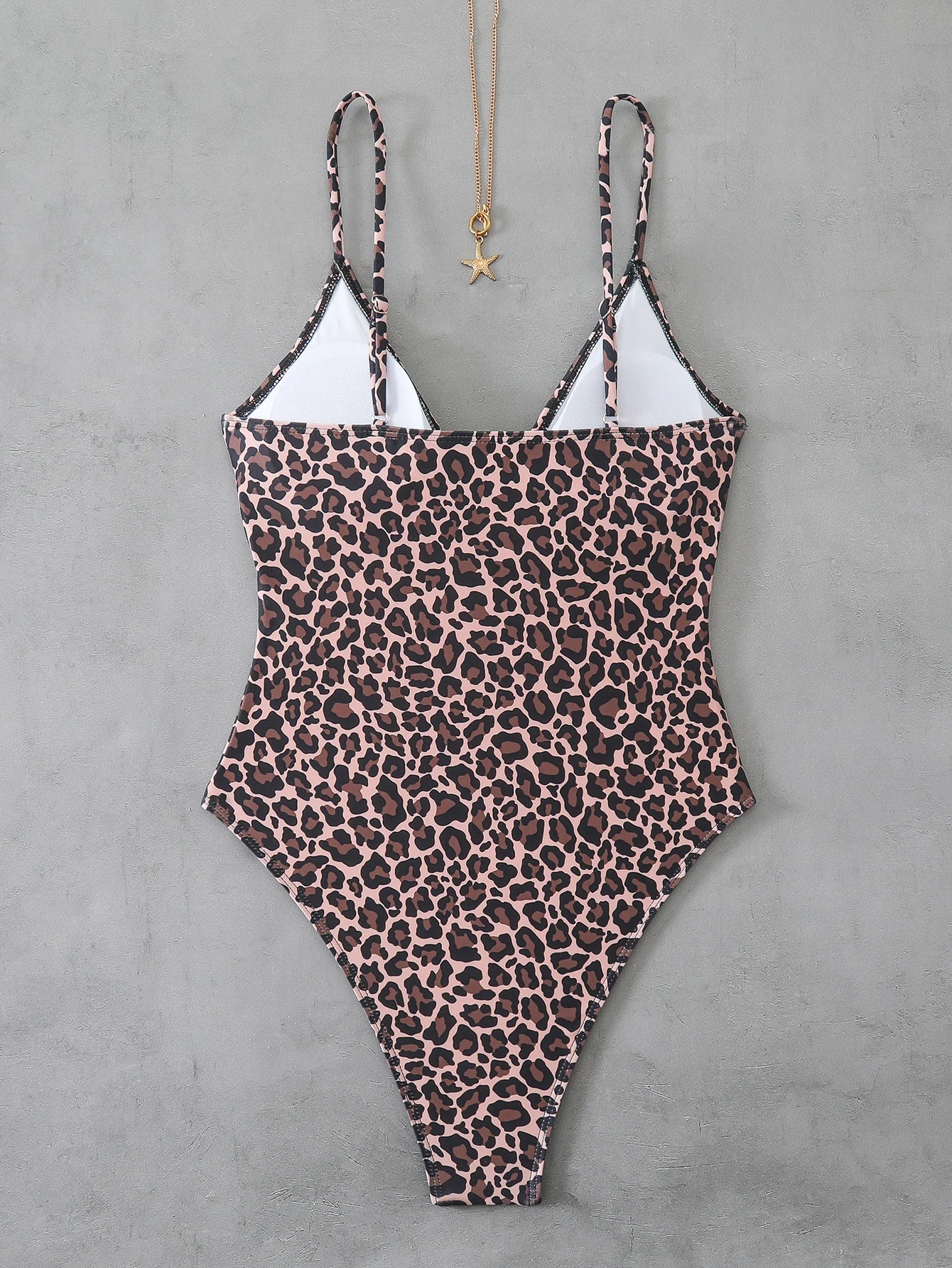 Voguable  Strappy Swimsuit One Piece Leopard Printed Swimwear Women Sexy Hollow Bathers Bathing Swimming Swim Suit Female Beachwear voguable