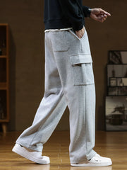 Spring Autumn Multi-Pockets Sweatpants Men Drawstring Waist Sportswear Casual Track Pants Plus Size Loose Straight Trousers 8XL voguable