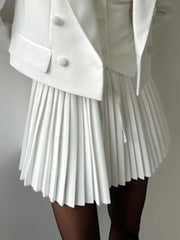 2025 Fashion Sweet New Skirt Solid Color All-match Pleat Skirt Korea Chic Elastic Waist Summer Short Skirt Female Clothing voguable