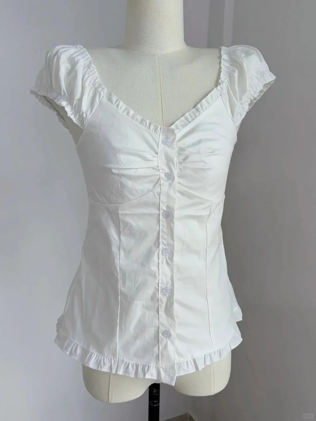 Voguable  Yellow Sweet Folds Blouse Casual Single Top Women Breasted Ruffle Sleeveless Tank Cute Casual Tops Vest Preppy Style Camis Y2K voguable