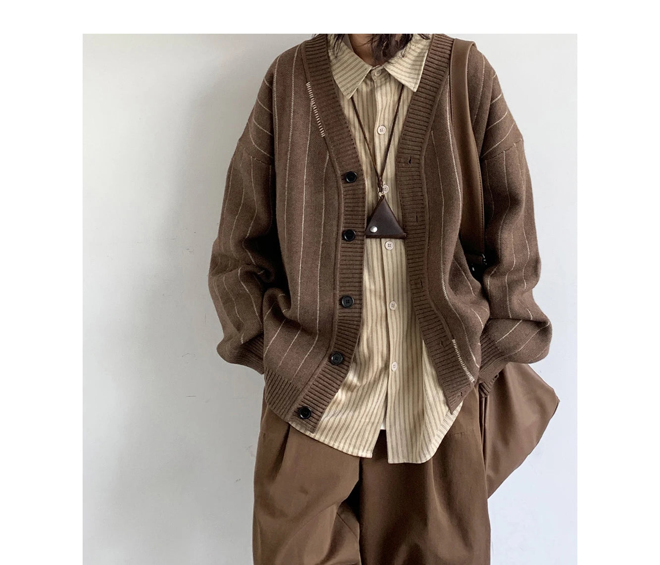 Voguable Autumn Winter American Vintage Striped Cardigan For Men Women Korean Popular Clothes Casual Trendy Knitwear Kpop Couple Sweater voguable