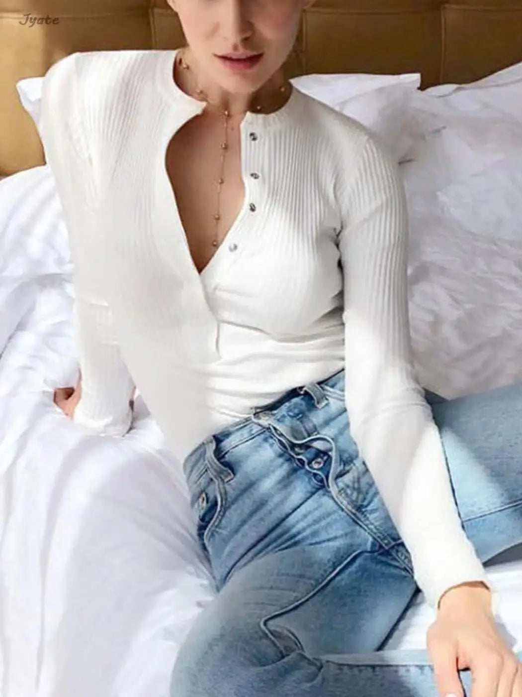 Basic Simple Deep V-breasted Long Sleeve Slim Bodysuit Round Neck Solid Stretchy Bodycon One-piece For Women 2023 Spring Autumn voguable