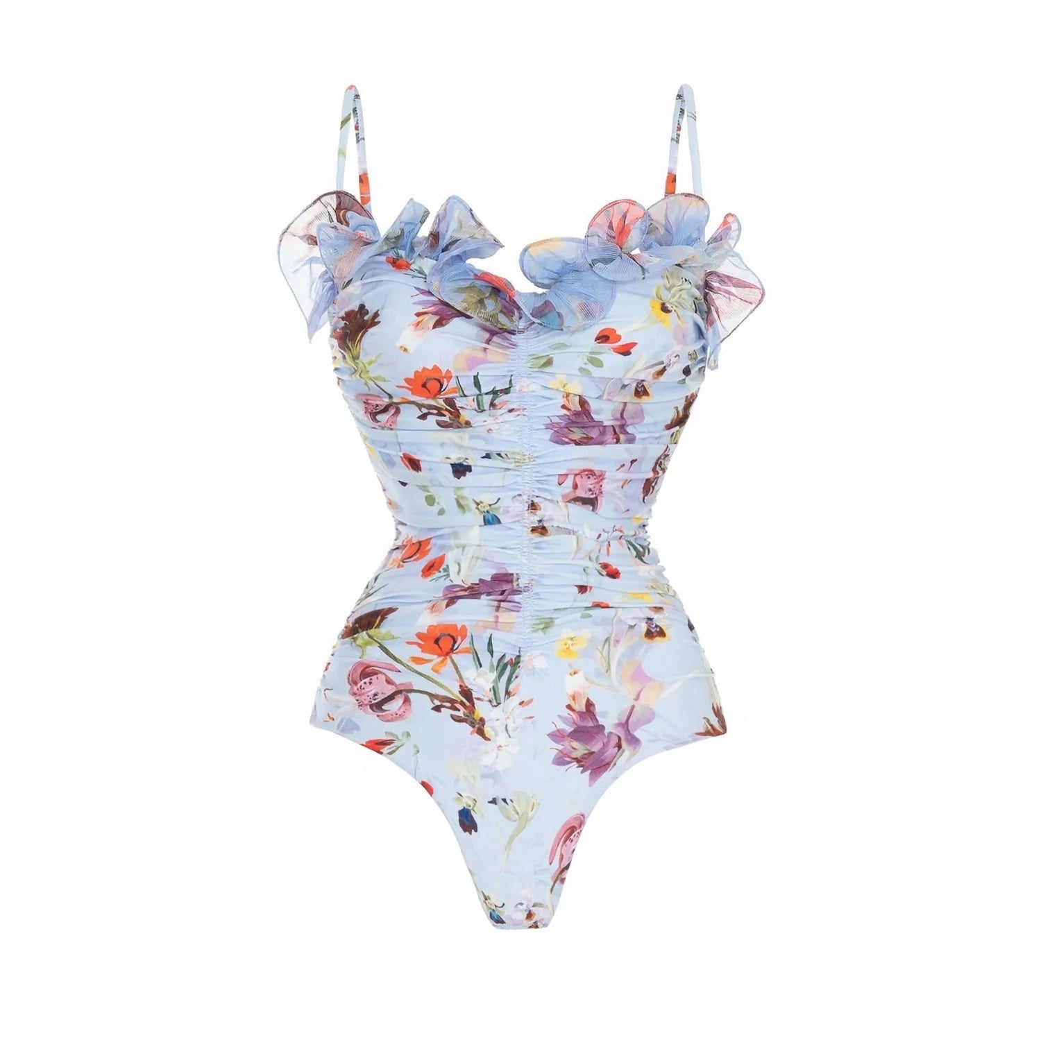 New 2Pcs Ruffle Swimsuit Women Sexy Bikini Strappy Swimwear Floral Bikini Push Up Biquini Female Bathingsuit Slimming Beachwear voguable