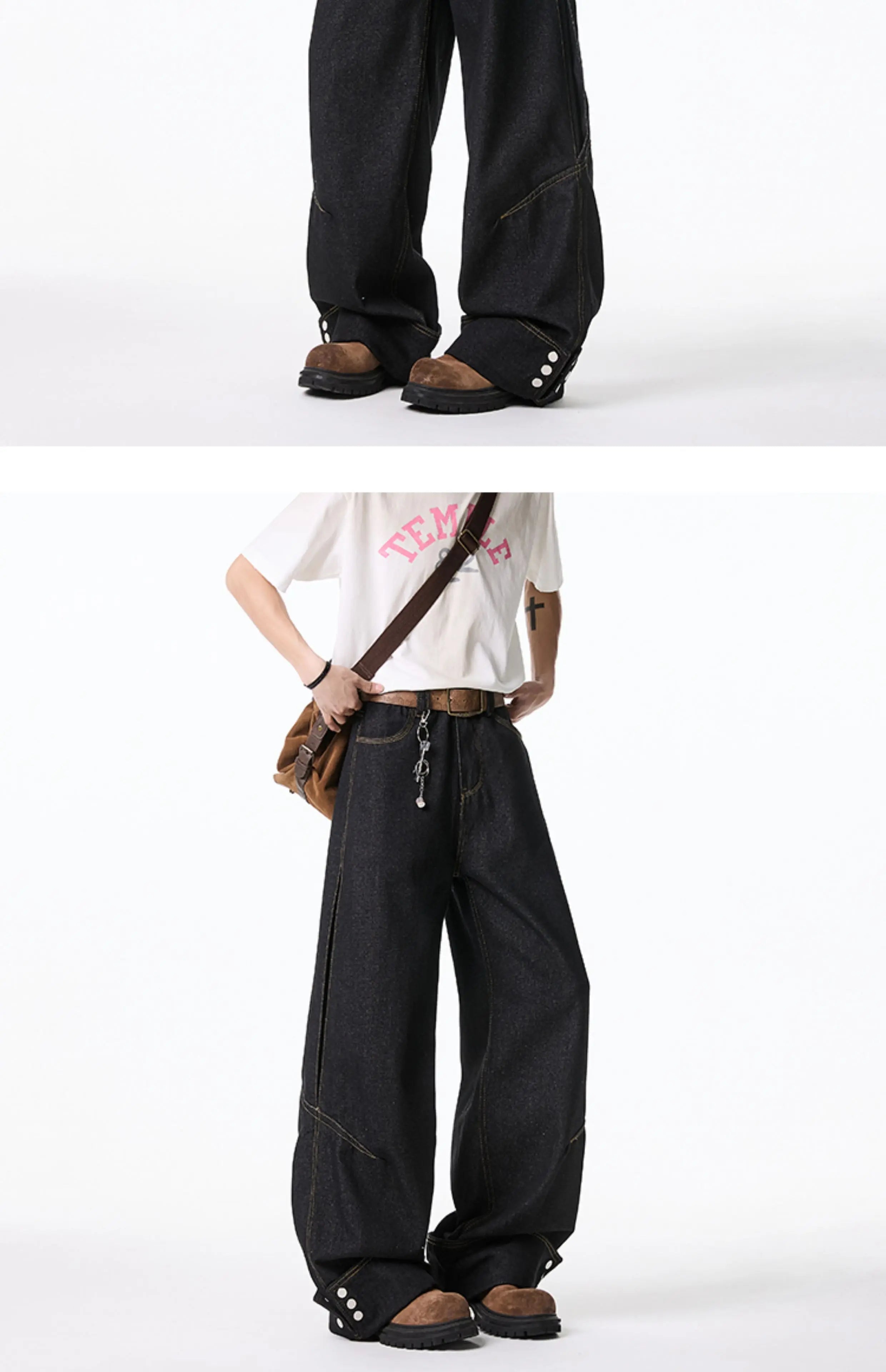 Floor jeans men Wide Leg Denim Pants Baggy Low Waist Boyfriend Jeans Personality design Loose Fit Jeans Cyber Grunge Streetwear voguable