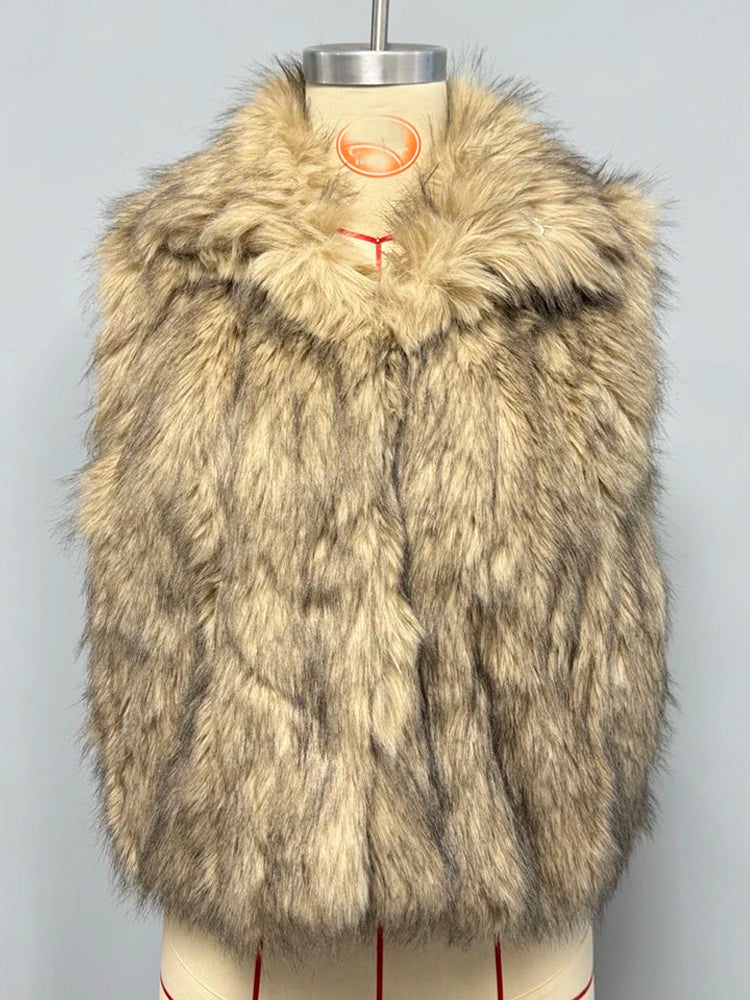 Voguable  Sexy Faux Fur Sleeveless Vests for Women Cropped Jackets Fashion Slim Autumn Winter Thick Warm Furry Short Coats Female voguable