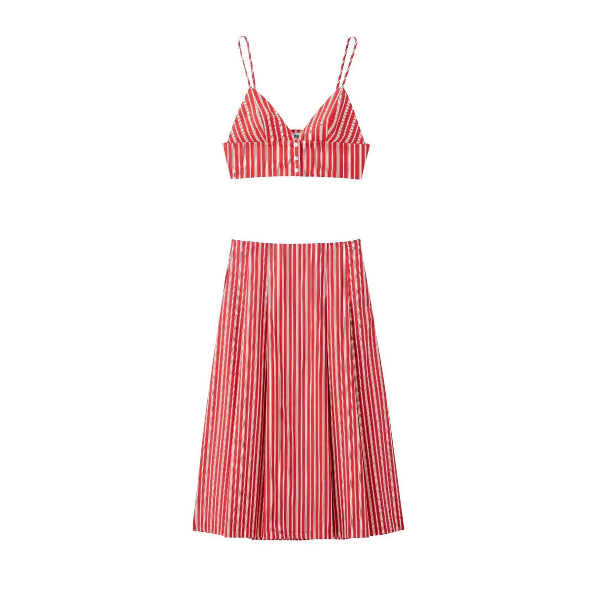 Stripe Bras And Pleat Skirt Sets Sexy Casual Boho Crop Top + Skirts Two Piece Set Vacation Woman Clothing 2025 New Summer Suit voguable