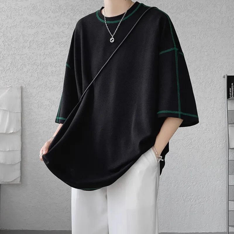 Summer Short Sleeve T-shirt Men Fashion Casual White Oversized T Shirt Men Streetwear Hip Hop Loose O-Neck Tshirt Mens Top S-2XL voguable