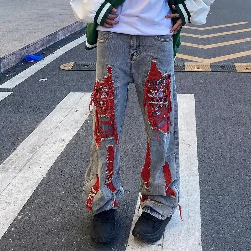 Ropa Grunge Y2K Streetwear Baggy Ripped Stacked Jeans Pants For Men Straight Women Old Loose Denim Trousers Vetements Homme voguable