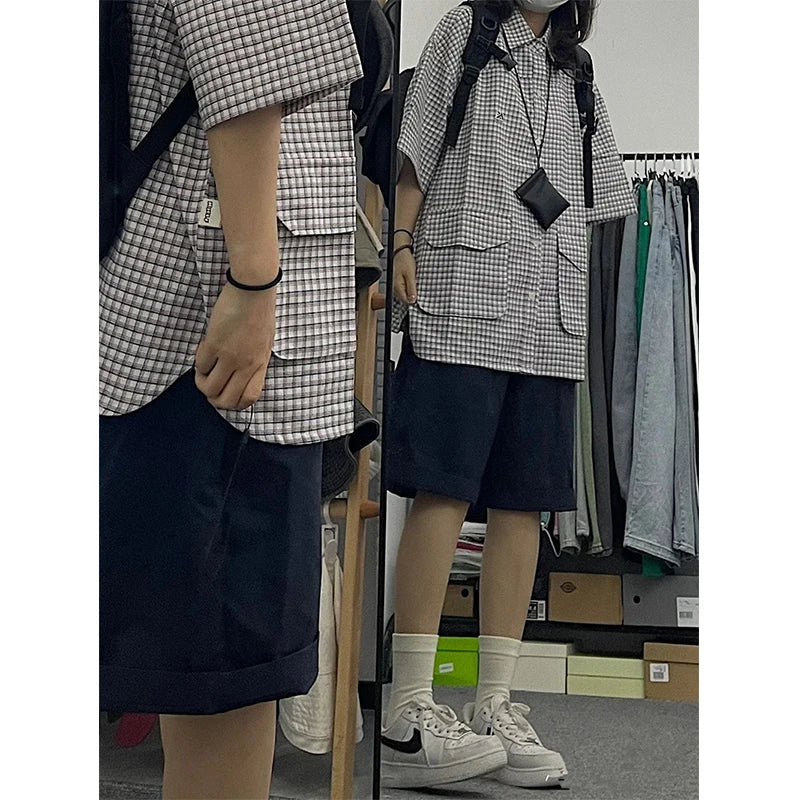 MEXZT Streetwear Pure Cotton Shorts Women Harajuku Oversized Cargo Shorts Summer Korean Black White Wide Leg Sports Short Pants voguable