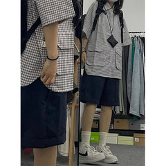 MEXZT Streetwear Pure Cotton Shorts Women Harajuku Oversized Cargo Shorts Summer Korean Black White Wide Leg Sports Short Pants voguable
