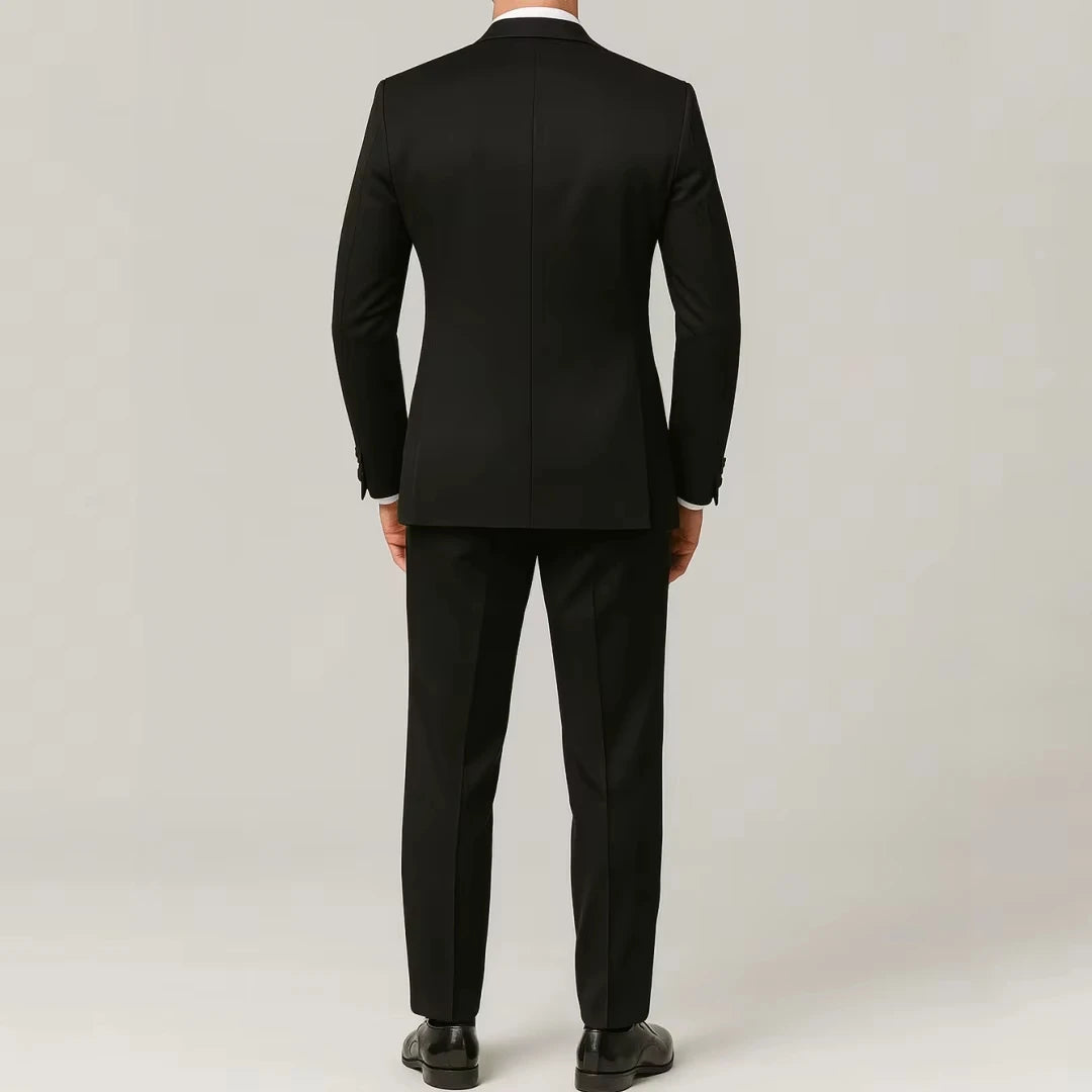 Voguable  Men Suit 3 Piece With Lapel Single Button Slim For Wedding Banquet Birthday Party Business Casual Black Jacket Pants White Vest voguable