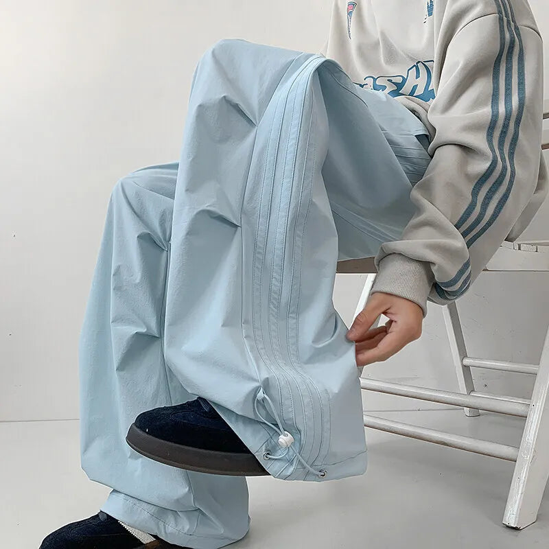 Summer Black Casual Pants Men Oversized Wide Leg Pants Men Streetwear Hip-hop Loose Pink Sports Pants Mens Joggers Trousers voguable