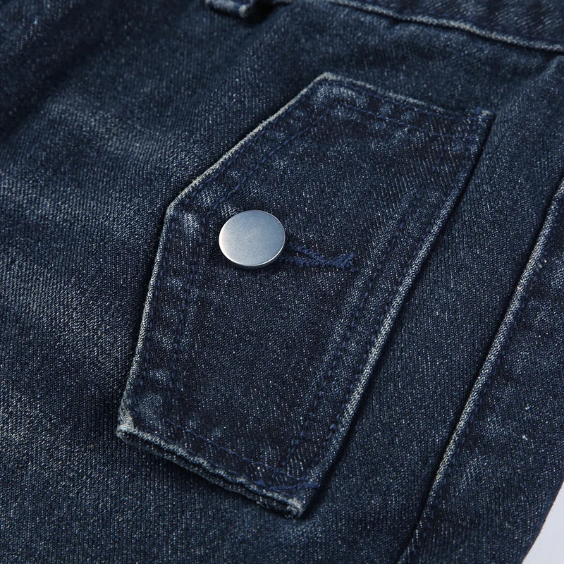 Safari Style Button Decoration Jeans Basic Loose Low-Waisted Wide Leg Pants Women Autumn Winter Streetwear Ladies voguable