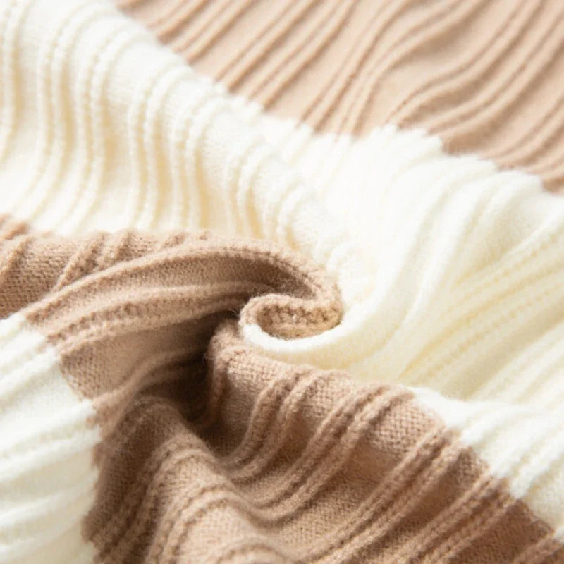 Voguable  Polo Shirt Luxury Men's Pullover Sweater Fashion Thick Warm Sweater Striped Casual T-shirt Men's Top Loose Knitwear voguable