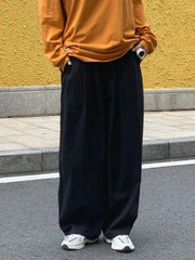 Voguable  Wide Leg Cotton Casual Pants Men Japanese Loose Oversize Straight Ankle-length Long Trousers Korean New voguable