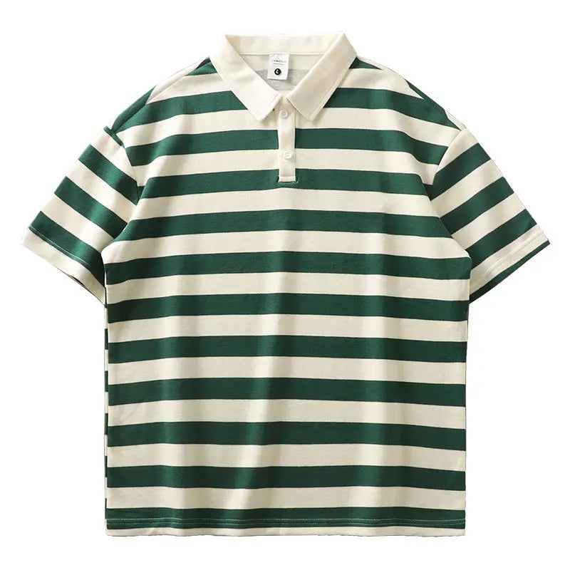 Voguable  Striped Short Sleeve POLO Shirt Men's Summer Polo T-shirt Casual Half Sleeve Top Korean Men's Clothing voguable