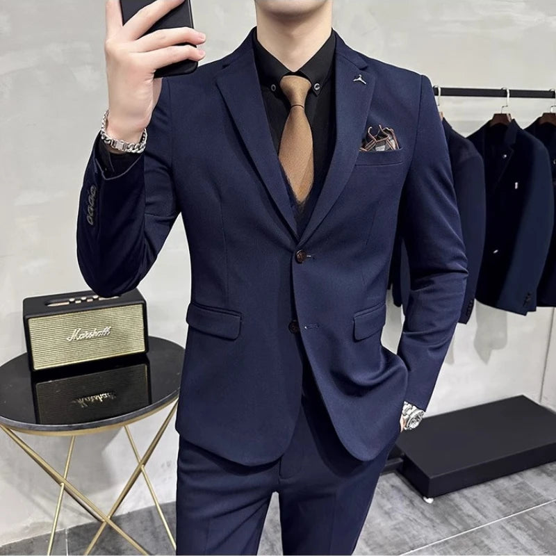 Voguable  (Jacket+Pant) Men Slim Fit Business Suits 2-Piece High Quality Italian Style Wedding Social Party Tuxedo Men Clothing 7XL-S voguable