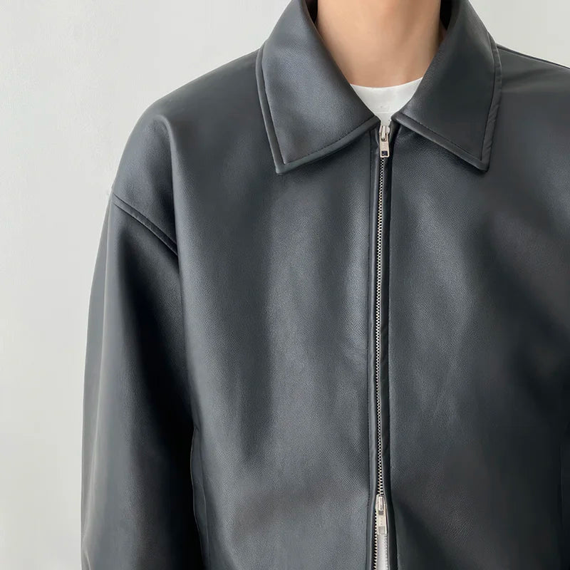 Voguable Autumn Black Leather Jacket Men Fashion Oversized Leather Jackets Men Streetwear Korean Loose Hip-hop Bomber Jacket Men Coat voguable