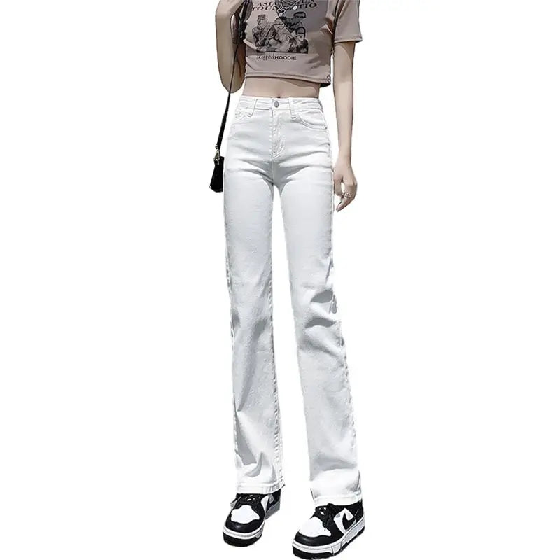 Voguable  Spring Summer New Thin High Waist Slim Straight Jeans Korean Fashion Casual Versatile White Black Woman Clothing Denim Pants voguable