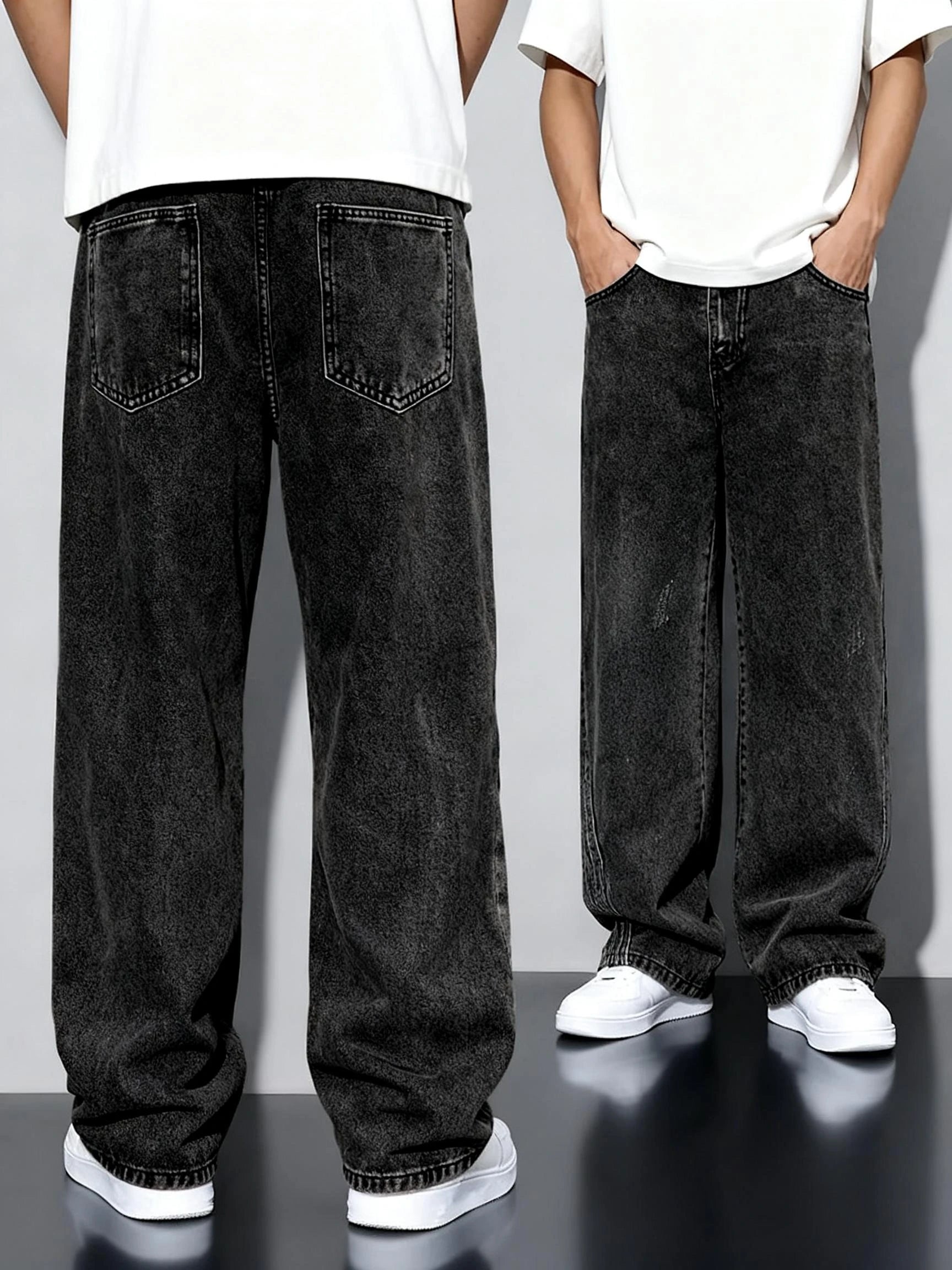 Voguable  Men's Loose-fit Straight-leg Jeans  Durable and Washable Men's Denim Trousers for Men  Perfect Gift for Boyfriends and Husbands voguable
