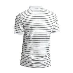 Voguable  Summer POLO Shirt New Men's Light Luxury Ice Silk Striped Lapel Business Style Casual Short Sleeves voguable