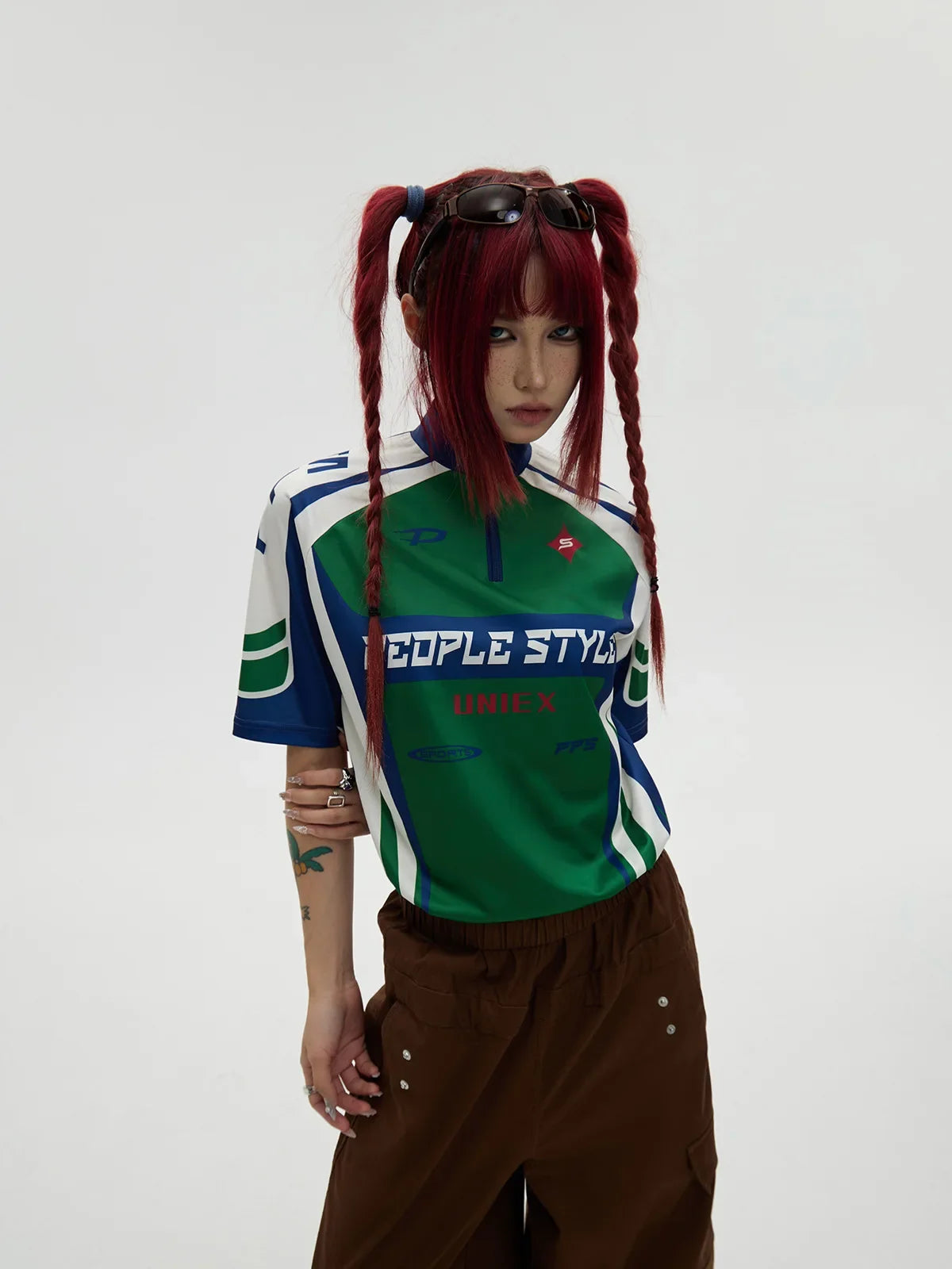 Unisex Cycling Elements Color Blocking T-shirt Men's Women's Sporty Breathable Slim Fit American Style Fashion Printed Top voguable