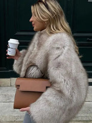 Fashion Fluffy Faux Fur Coat For Women Winter Elegant Loose Long Sleeve Jacket Female Luxury Thick Lady High Street Outerwear voguable