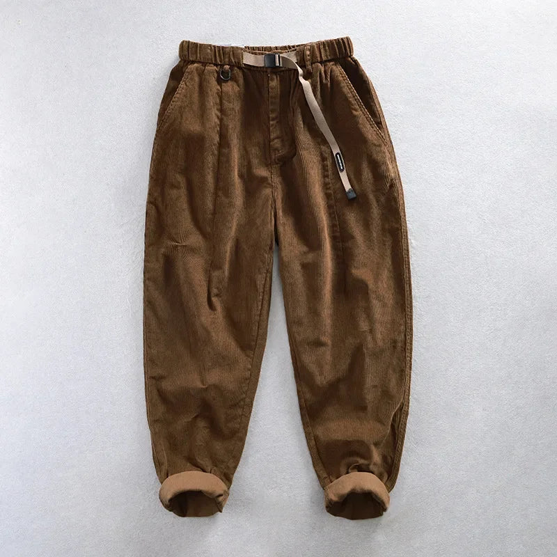 Voguable Autumn New 100% Cotton Corduroy Pants Men Clothing Casual Cargo Men Zipper Joggers Men Trousers voguable