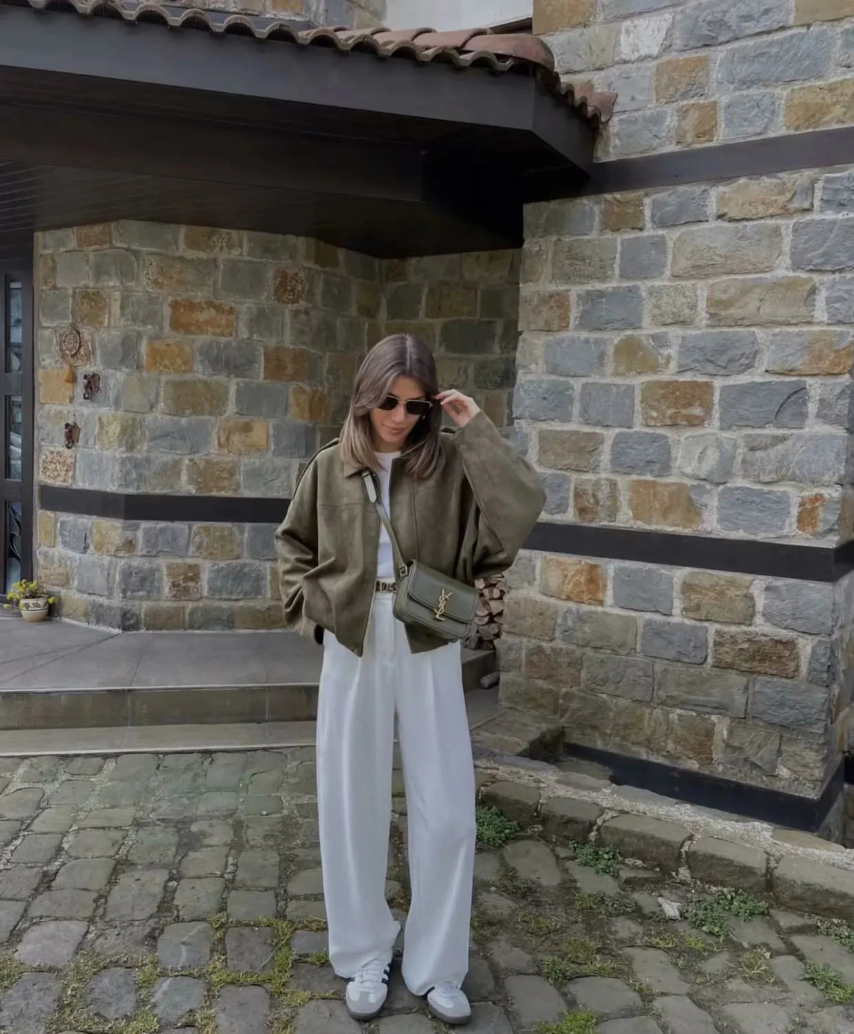 2025 New Fashion Women Green Suede Jacket Spring Lapel Long Sleeve Zipper Oversize Bomber Coat Chic Female High Street Outerwear voguable